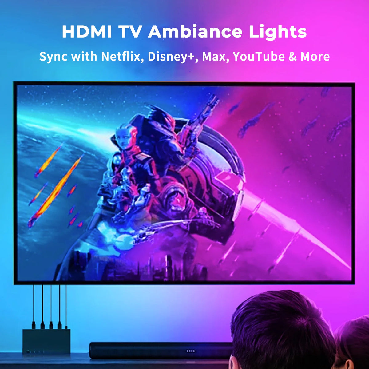WACUAAO LED HDMI Sync TV Backlight for PS5/Apple TV/Fire Sti