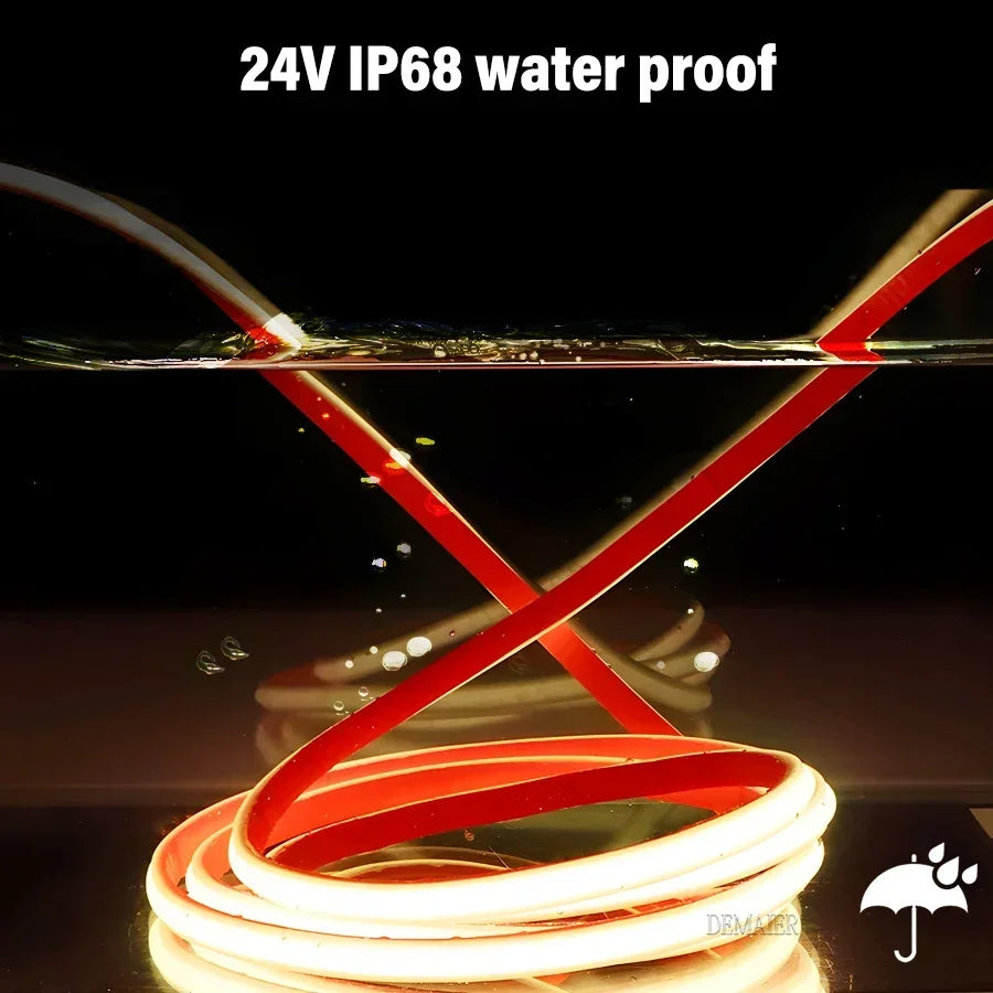 24V 12V IP68 COB LED Strip Waterproof 3000K4000K 6000K Neon 