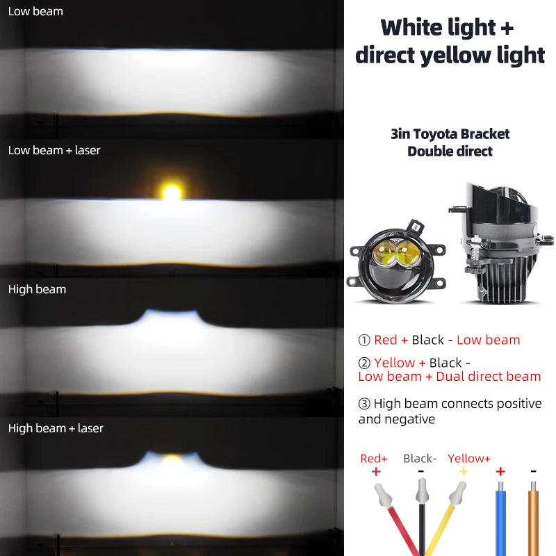 3.0Inch Led Projector Laser Lens Fog Lamp White Light 6000K 4300K H11 HB3 9005 Led Canbus Car Headlight Bulb Bi-led Fog Lights