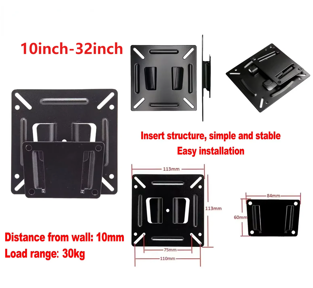 7-32 Inch TV Mount Wall Mount Snap Fasterner Flat Bracket Un