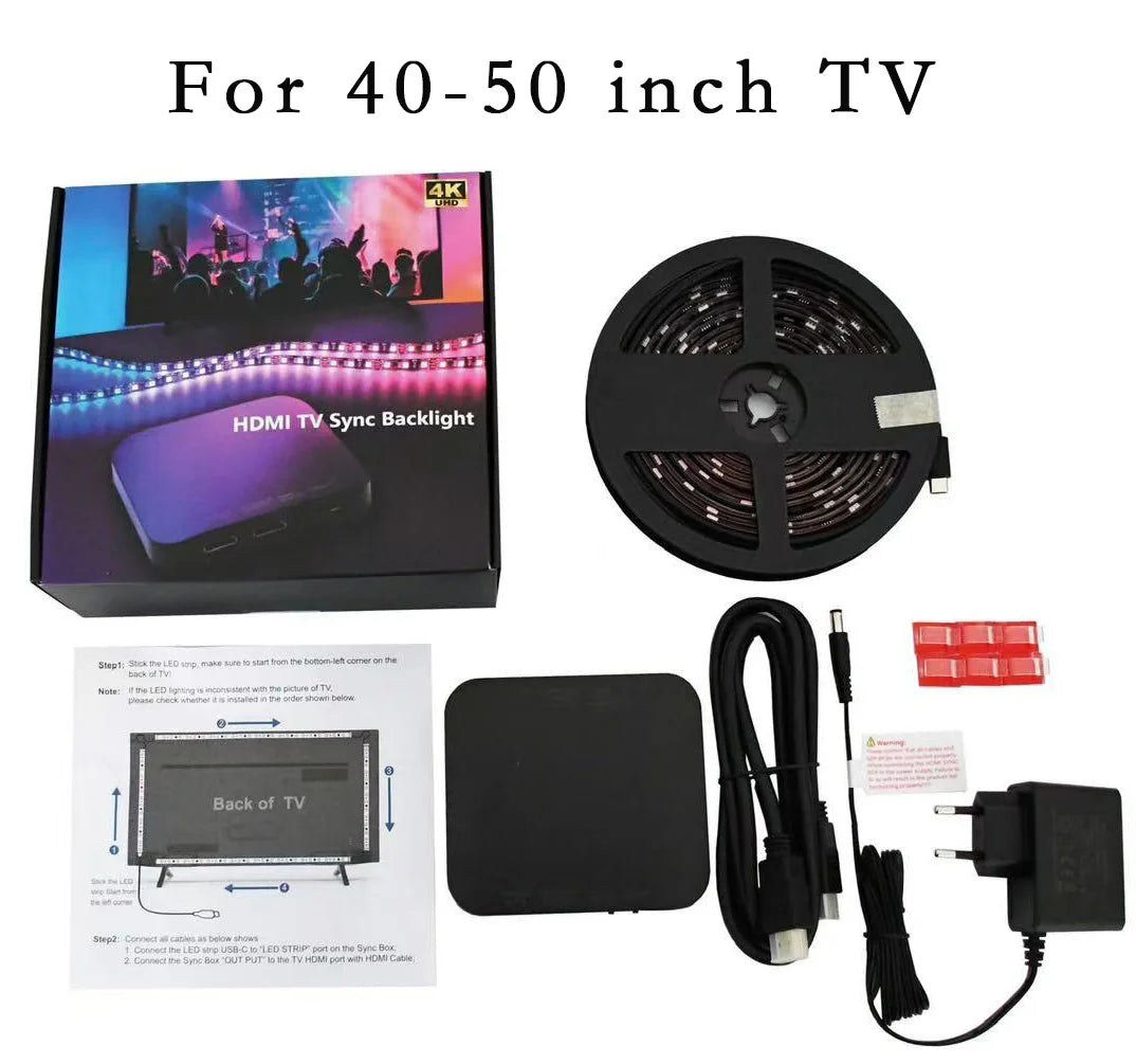 WACUAAO LED HDMI Sync TV Backlight for PS5/Apple TV/Fire Stick Immersive Gaming Light Strip Works with External TV Boxes ONLY