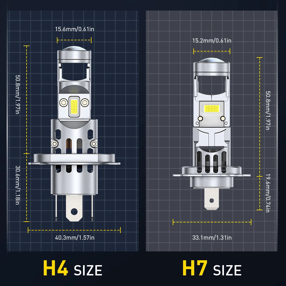 2Pcs AUXITO H4/H7 LED Spotlights Turbo Headlight Canbus Whit