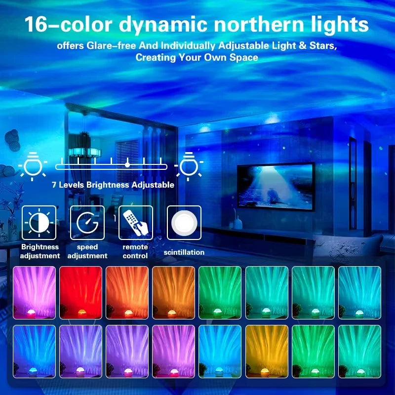 USB 5V Galaxy Aurora Projector Light Auto Rotating RGB Night