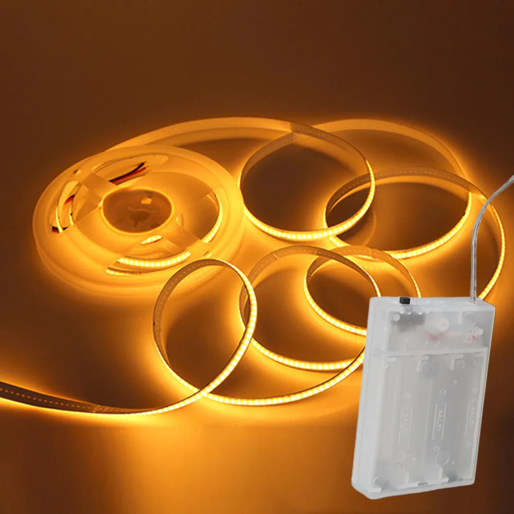 8mm PCB COB LED Strip DC5V 3AA Battery Powered 320LEDs/M Warm Natural Cool White Flexible Tape for Cabinet TV Bedroom Backlight