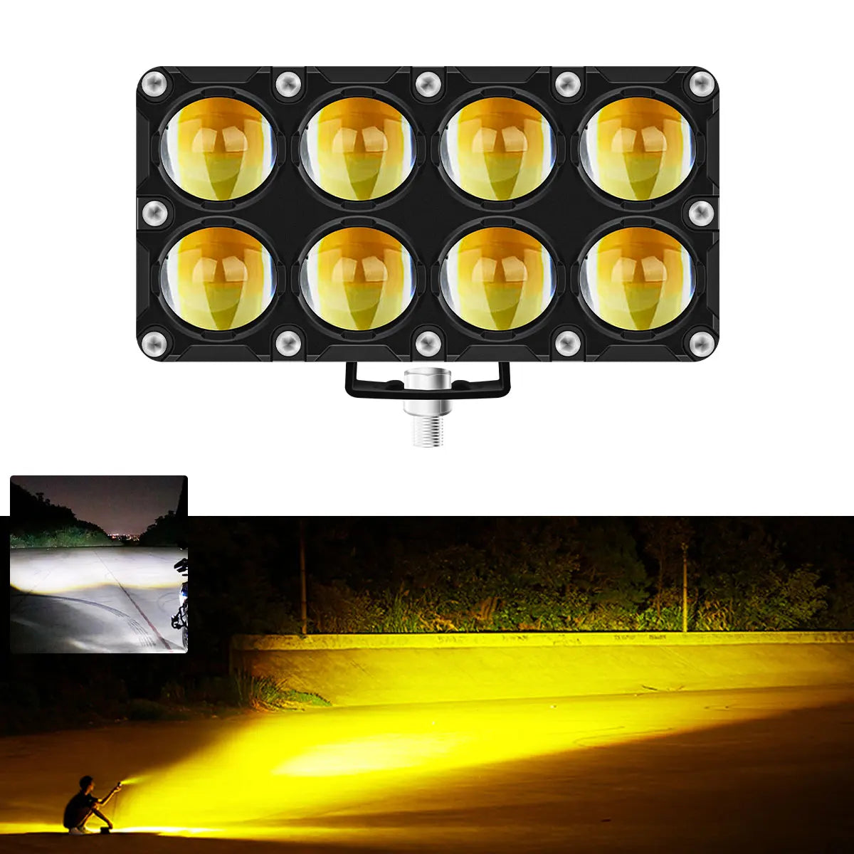 6/8/10 Lens Auxiliary Motorcycle Spotlight Working Fog Lights Bulb Projector Headlight Additional Electric Driving Spot Lamp 12V