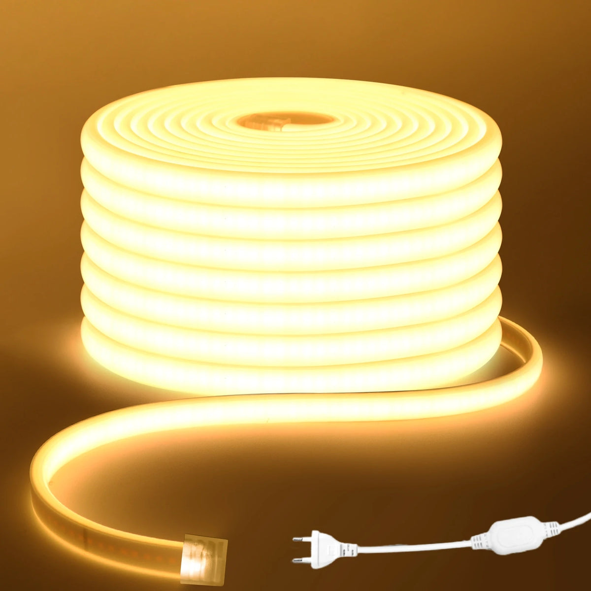 COB LED Strip Light With EU Switch/Dimmer Plug 220V 230V 240V Waterproof IP65 Tape Kitchen Cabinet Lamp 3000K 4000K 6000K Ribbon