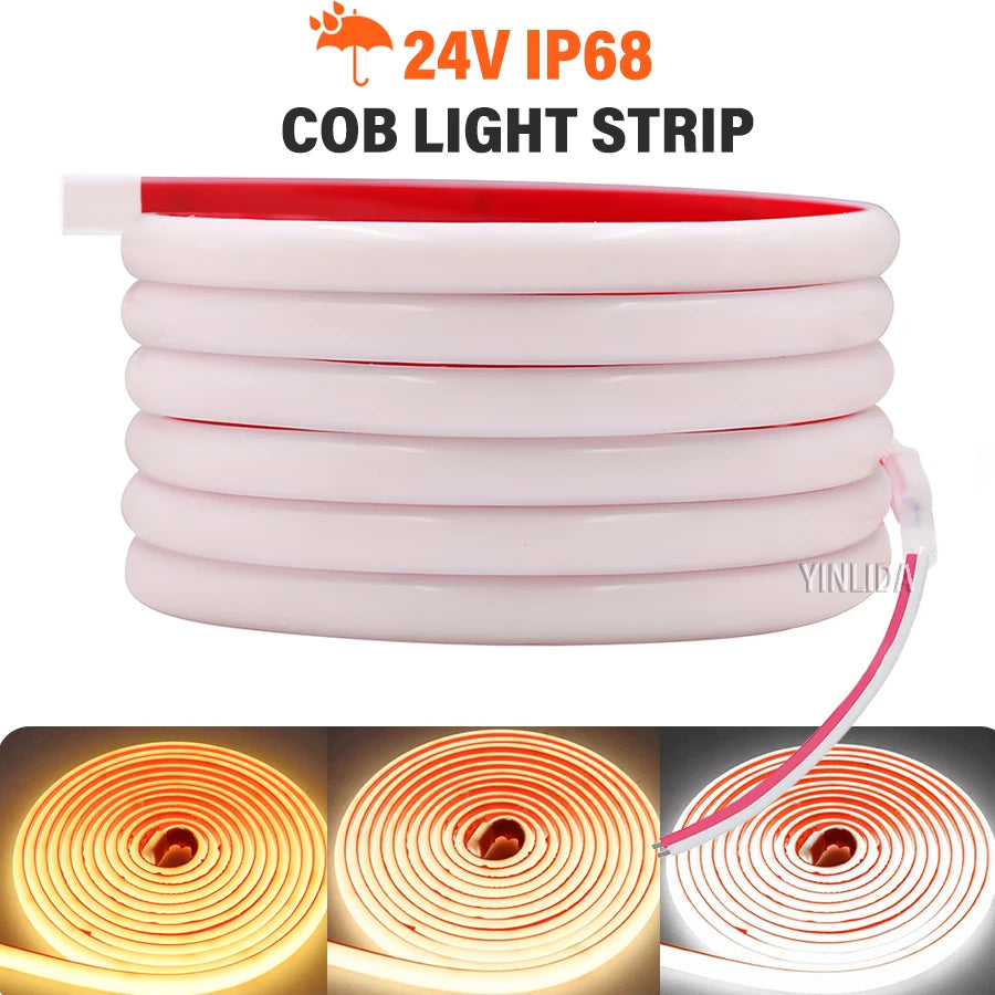 24V 12V IP68 COB LED Strip Waterproof 3000K4000K 6000K Neon 
