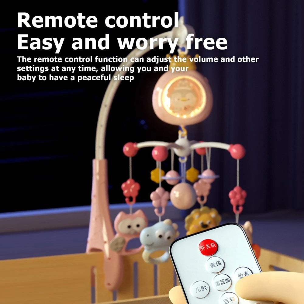 Baby Crib Mobile with Projector and Night Light Remote Contr