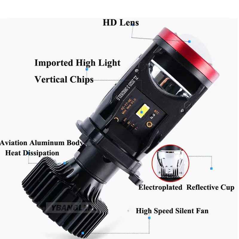 120W Auto Lamp Mini Lens LED H4 9003 HIB2 Bulbs Headlight Y7