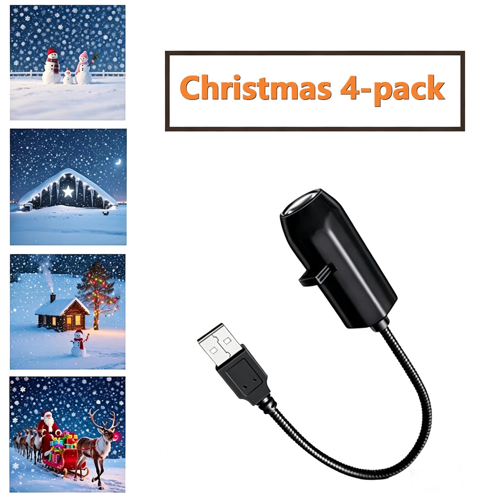 USB Christmas Projector Lamp Cartoon Santa Snowman 10/6/3 Patterns Night Light Xmas Home Bedroom Party Car Decor Atmosphere Lamp