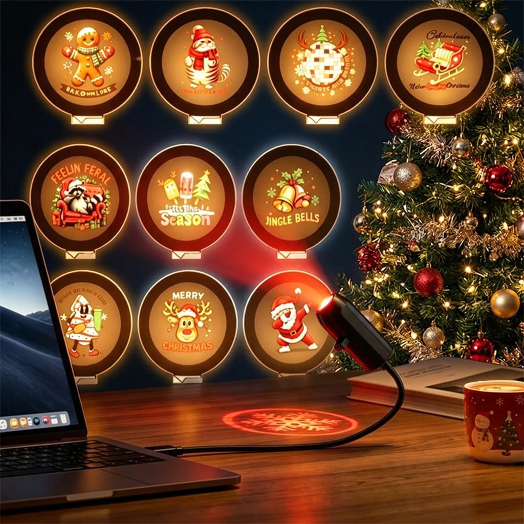 Christmas Projector Light Flexible Xmas Snow Santa Pattern P
