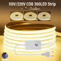 1M-50M 220V COB LED Strip Dimmable 360LEDs/m EU Plug Kitchen