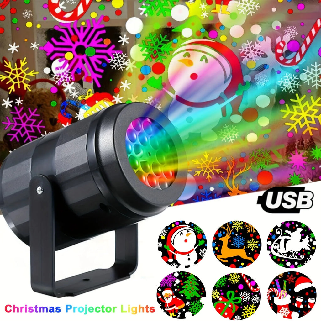 16 Pattern Christmas Projector USB LED Lighting Santa Claus 