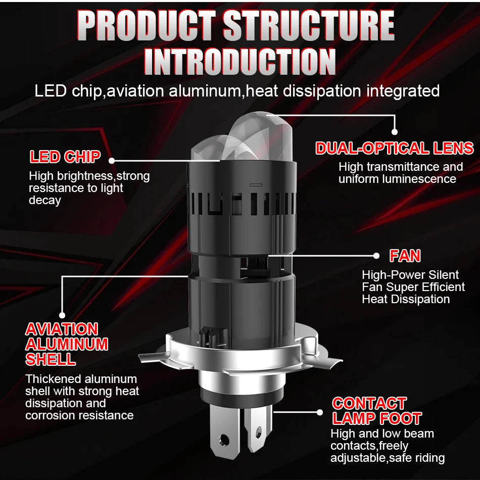 600000LM H4 LED Projector Lens Car Headlight Bulb Mini Bi LE