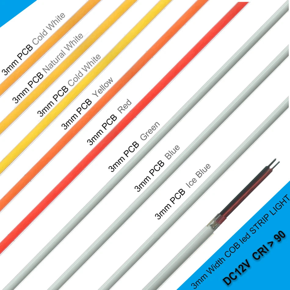 3mm PCB Ultra Thin DC12V 392LEDs/m COB LED Light Strip for H