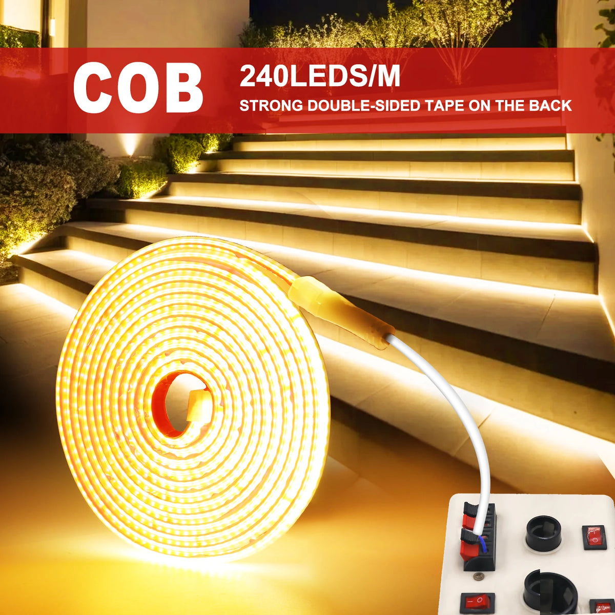 AC 220V COB Strip 240Leds/M IP65 Waterproof 3000K 4000K 6000