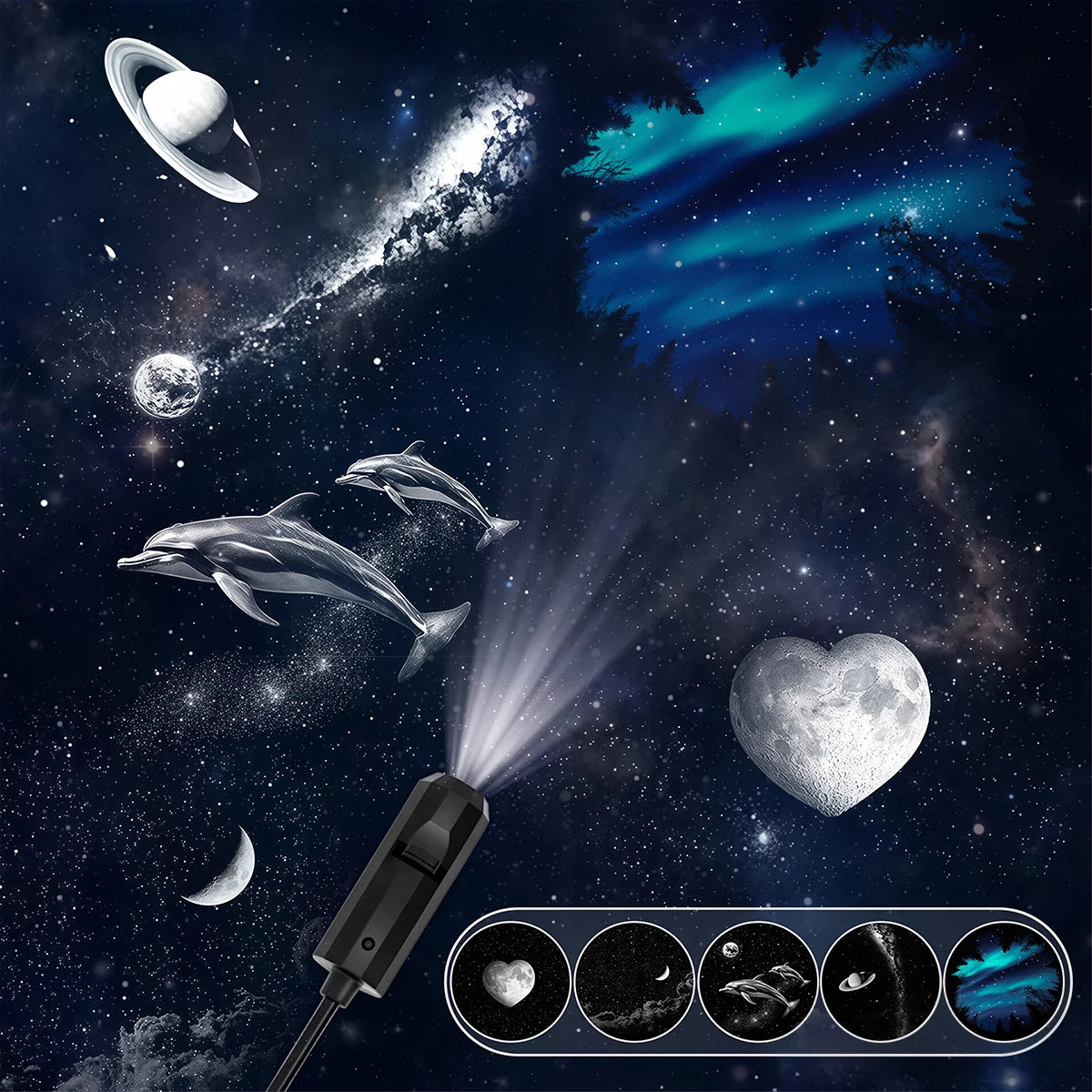 Car Starry Sky Projector Lamp USB Powered Galaxy Night Light