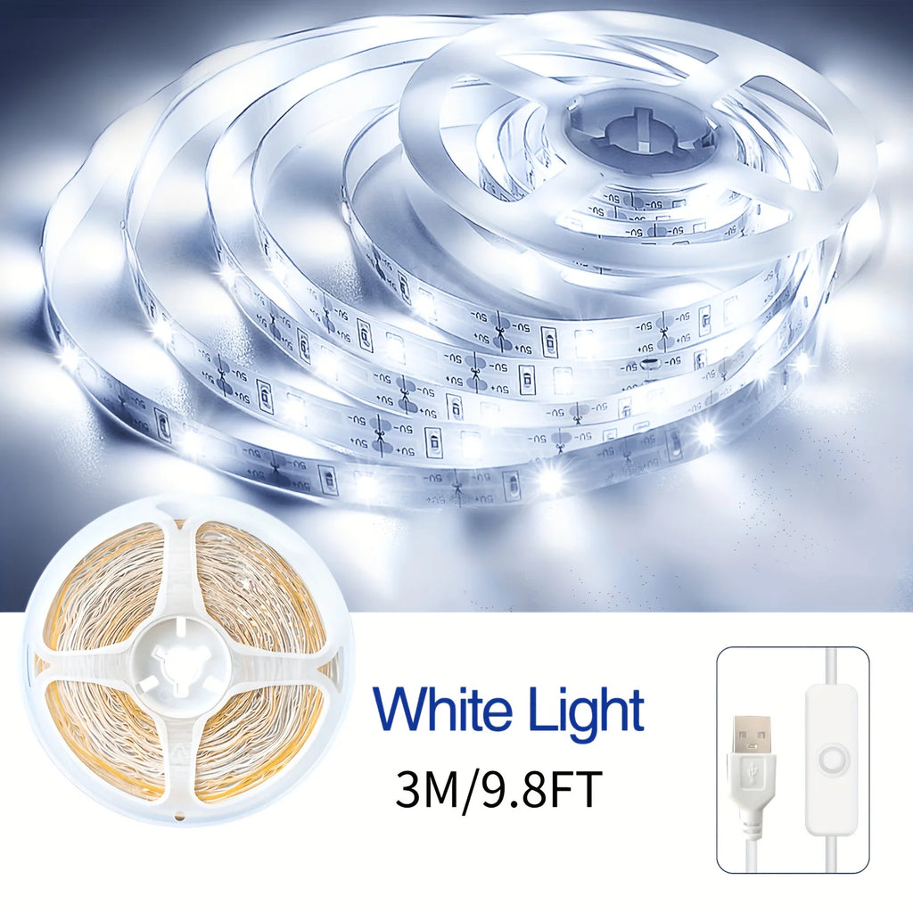 1/2/3/5/10M White LED Light Strips 5V Indoor LED Strip Light